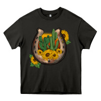 Asphalt western horseshoe sunflower cactus Heavy Core Tee - BarkalooDesign