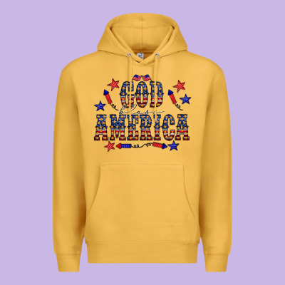 4 July God Bless America Western Premium Hoodie Designed By Cowcowdesign