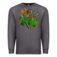 Charcoal Heather Leopard shamrock St. Patricks Day Premium Sweatshirt - FaDigitalArtStudio