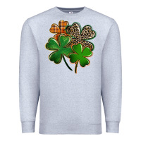Heather Grey Leopard shamrock St. Patricks Day Premium Sweatshirt - FaDigitalArtStudio