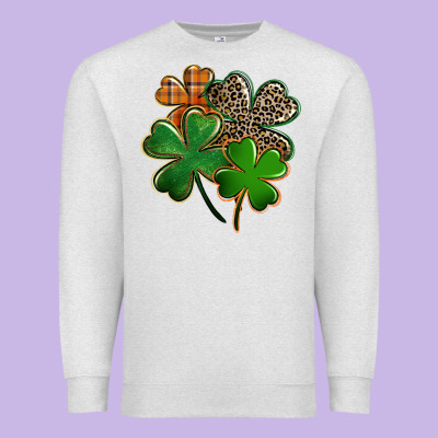 Leopard Shamrock St. Patricks Day Premium Sweatshirt Designed By Fadigitalartstudio