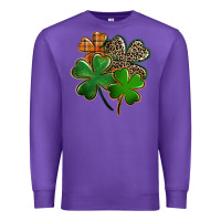 Purple Leopard shamrock St. Patricks Day Premium Sweatshirt - FaDigitalArtStudio
