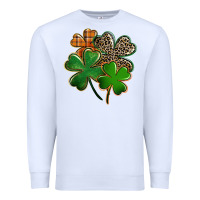 White Leopard shamrock St. Patricks Day Premium Sweatshirt - FaDigitalArtStudio