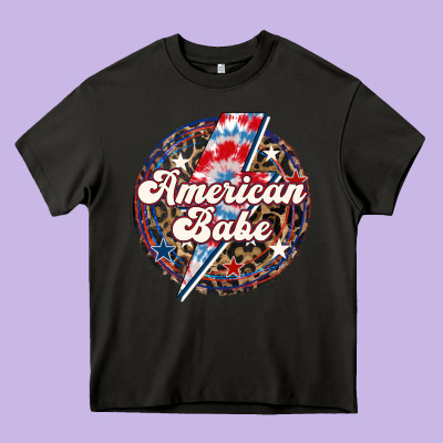 Western American Babe Patriotic Heavy Core Tee Designed By Lillyallendesigns