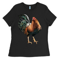 Black American Game Rooster Ladies Tee - LillyAllenDesigns