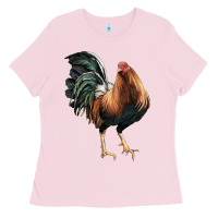 Bubblegum Pink American Game Rooster Ladies Tee - LillyAllenDesigns