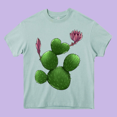 Heart Cactus Heavy Core Tee Designed By Jasminsmagicworld