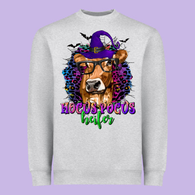 Hocus Pocus Heifer With Cow And Halloween Heavyweight Sweatshirt Designed By Texasbilliewilder