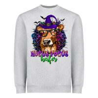 Heather Grey Hocus Pocus Heifer with Cow and Halloween Heavyweight Sweatshirt - texasbilliewilder