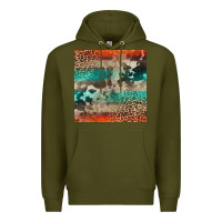 Army Green Leopard Cowhide Pattern Premium Hoodie - CowCowDesign