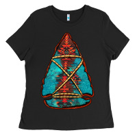 Black turquoise glitter aztec arrowhead Ladies Tee - Jasminsmagicworld