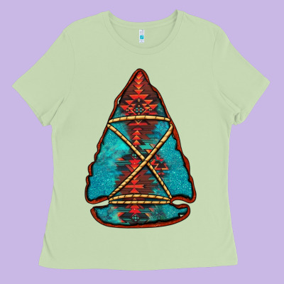 Turquoise Glitter Aztec Arrowhead Ladies Tee Designed By Jasminsmagicworld