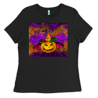 Black halloween jack o'lantern tumbler Ladies Tee - Jasminsmagicworld