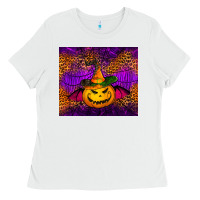 White halloween jack o'lantern tumbler Ladies Tee - Jasminsmagicworld
