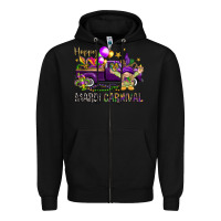 Black Happy Mardi carnival with truck Zipper Hoodie - HowdyJamesFarm