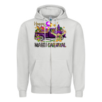 Dove Grey Happy Mardi carnival with truck Zipper Hoodie - HowdyJamesFarm