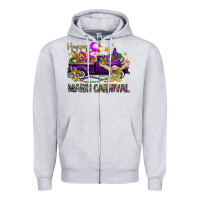 Heather Grey Happy Mardi carnival with truck Zipper Hoodie - HowdyJamesFarm