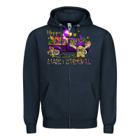 Navy Happy Mardi carnival with truck Zipper Hoodie - HowdyJamesFarm