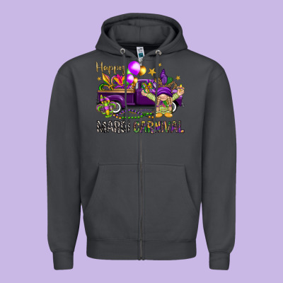 Happy Mardi Carnival With Truck Zipper Hoodie Designed By Howdyjamesfarm