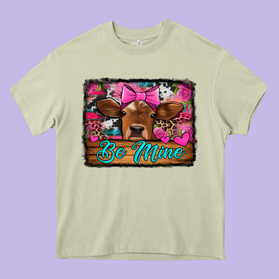 Be Mine Valentine's Day Cow Heavy Core Tee Designed By Jasminsmagicworld