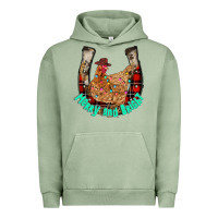 Pigment Oil Green horseshoe chicken Urban Hoodie - CowhideDigitalArt