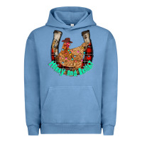 Pigment Pebble Blue horseshoe chicken Urban Hoodie - CowhideDigitalArt