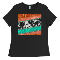 Black western turquoise gemstone cowhide  leather tumbler Ladies Tee - Jasminsmagicworld