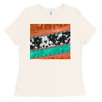 Bone western turquoise gemstone cowhide  leather tumbler Ladies Tee - Jasminsmagicworld
