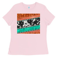 Bubblegum Pink western turquoise gemstone cowhide  leather tumbler Ladies Tee - Jasminsmagicworld