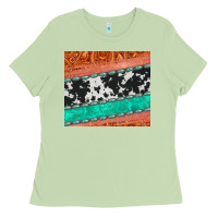 Matcha western turquoise gemstone cowhide  leather tumbler Ladies Tee - Jasminsmagicworld