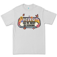 Dove Grey ask me about my pronouns Premium Tee - MaliasSmallBusiness