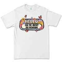 White ask me about my pronouns Premium Tee - MaliasSmallBusiness