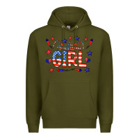 Army Green all american girl doodle letters Premium Hoodie - CowCowDesign