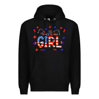 Black all american girl doodle letters Premium Hoodie - CowCowDesign