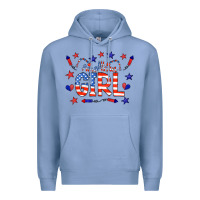 Colony Blue all american girl doodle letters Premium Hoodie - CowCowDesign