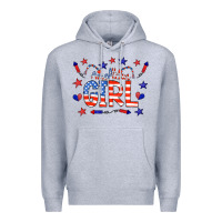 Heather Grey all american girl doodle letters Premium Hoodie - CowCowDesign