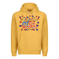 Mustard all american girl doodle letters Premium Hoodie - CowCowDesign