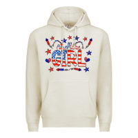 Oatmeal Heather all american girl doodle letters Premium Hoodie - CowCowDesign