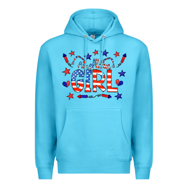 All American Girl Doodle Letters Premium Hoodie by CowCowDesign | Teevron