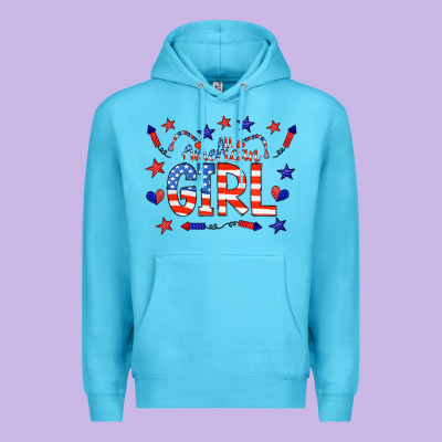 All American Girl Doodle Letters Premium Hoodie Designed By Cowcowdesign