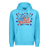 Ocean Blue all american girl doodle letters Premium Hoodie - CowCowDesign