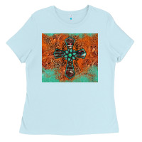 Baby Blue western cross tumbler Ladies Tee - Jasminsmagicworld