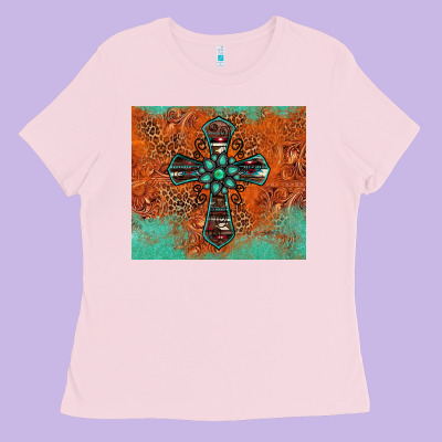 Western Cross Tumbler Ladies Tee Designed By Jasminsmagicworld