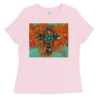 Bubblegum Pink western cross tumbler Ladies Tee - Jasminsmagicworld