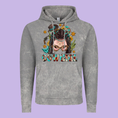 Western Cowgirl Braid Hair Vintage Hoodie Designed By Bundleandbundleshop