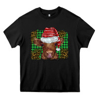 Black christmas leopard buffalo plaid baby highland cow Heavy Core Tee - BarkalooDesign