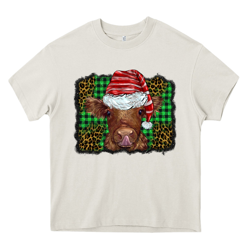 Christmas Leopard Buffalo Plaid Baby Highland Cow Heavy Core Tee by BarkalooDesign | Teevron