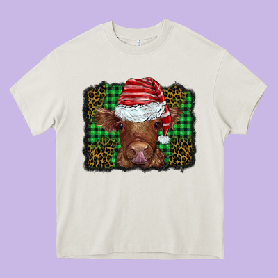 Christmas Leopard Buffalo Plaid Baby Highland Cow Heavy Core Tee Designed By Barkaloodesign