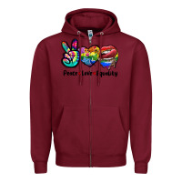 Burgundy Peace love equality LGBT+ Zipper Hoodie - CowGirlArtShop