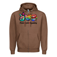 Chestnut Peace love equality LGBT+ Zipper Hoodie - CowGirlArtShop